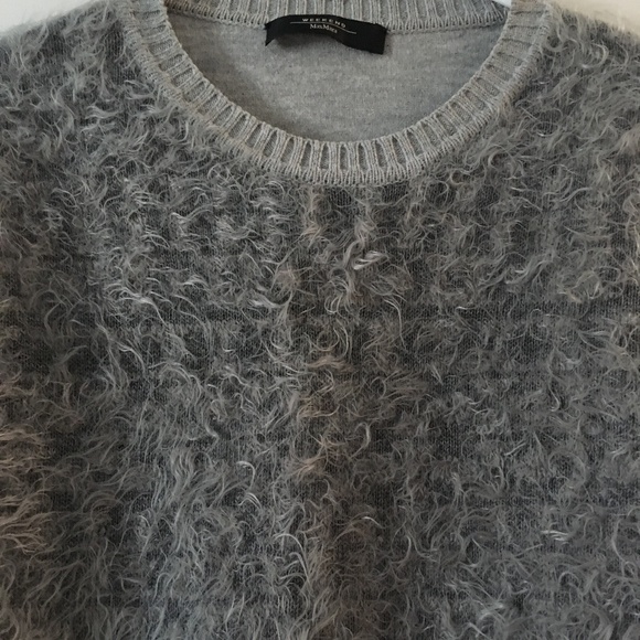 MAX MARA Grey Fuzzy Furry Front Crew Sweater M - Picture 2 of 5